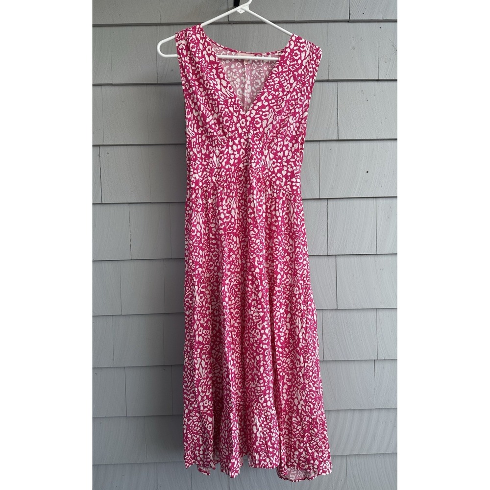 GOA Paris Pink White Midi Dress Size 11 (US 8–10) – French Boutique Vacation